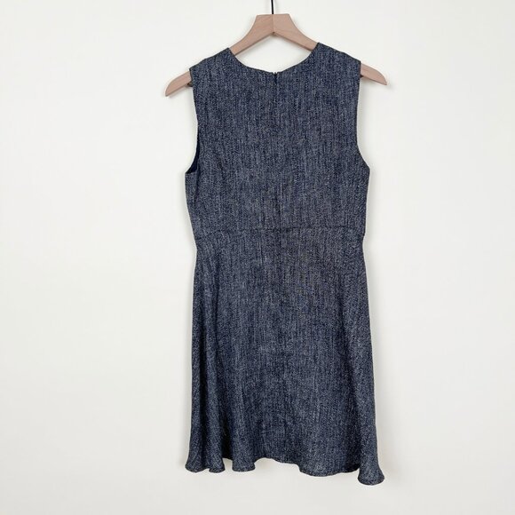 Theory Dart Mini Midi Dress In Herringbone Linen Fit & Flare Formal Work Office - Picture 7 of 11